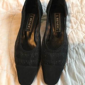 J. Renee Black Mesh Sparkle pumps